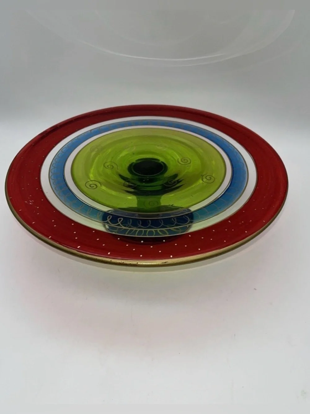Pier 1 Festive Stripe Cake Plate Christmas Holiday Colorful 12